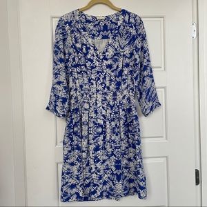 Shoshanna Blue/White Brushstroke Shirt dress